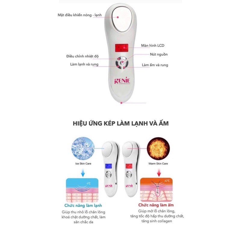 Máy Điện Di Tinh Chất Nóng Lạnh Genie UltraSonic Galvanic Ion