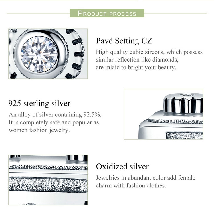 Hạt Charm Bamoer SCC516 Bạc 925 Thật Tráng Men Màu Đen Hình Máy Ảnh Tình Cảm Dùng Để Tự Làm Vòng Tay Và Dây Chuyền