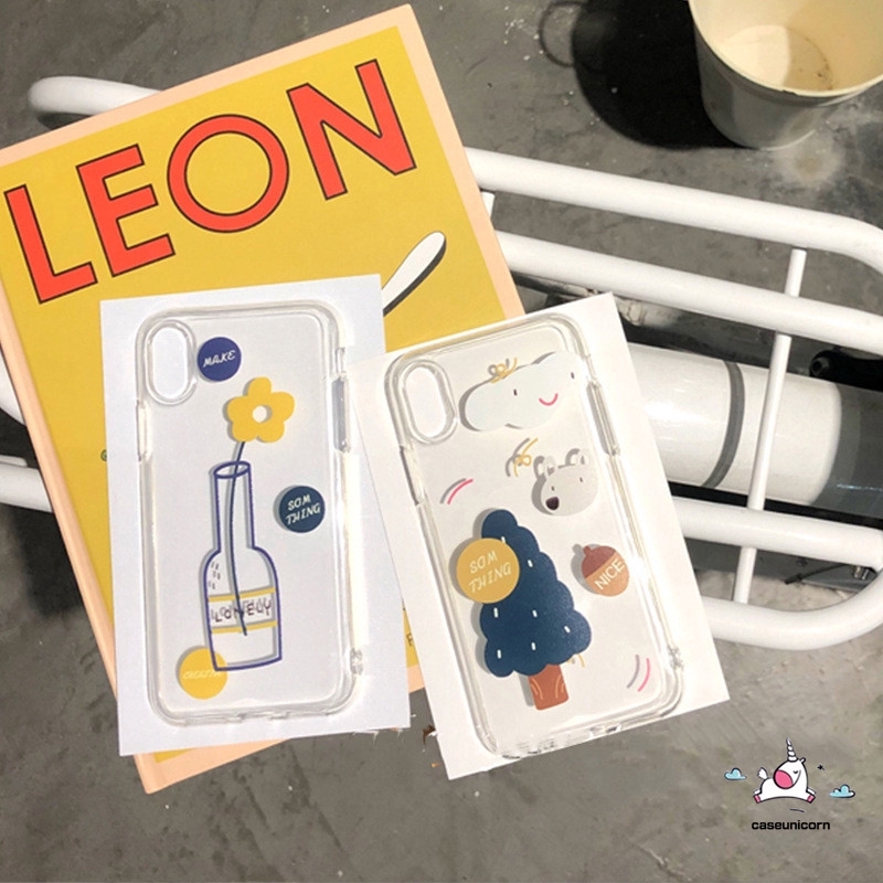 Ốp điện thoại TPU mềm màu trong suốt họa tiết tối giản cho iPhone 6 6s 7 8 Plus 11 Pro Max XR X XS MAX