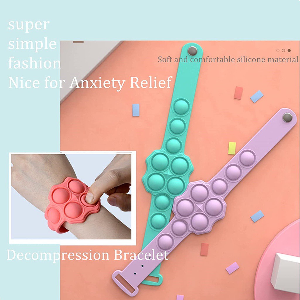 JUNE New Fidget Toy Silicone Bracelet Sensory Toys Non-Toxic Killing Time Funny Gifts Waterproof Kids or Adult Keychain Stress Relief/Multicolor