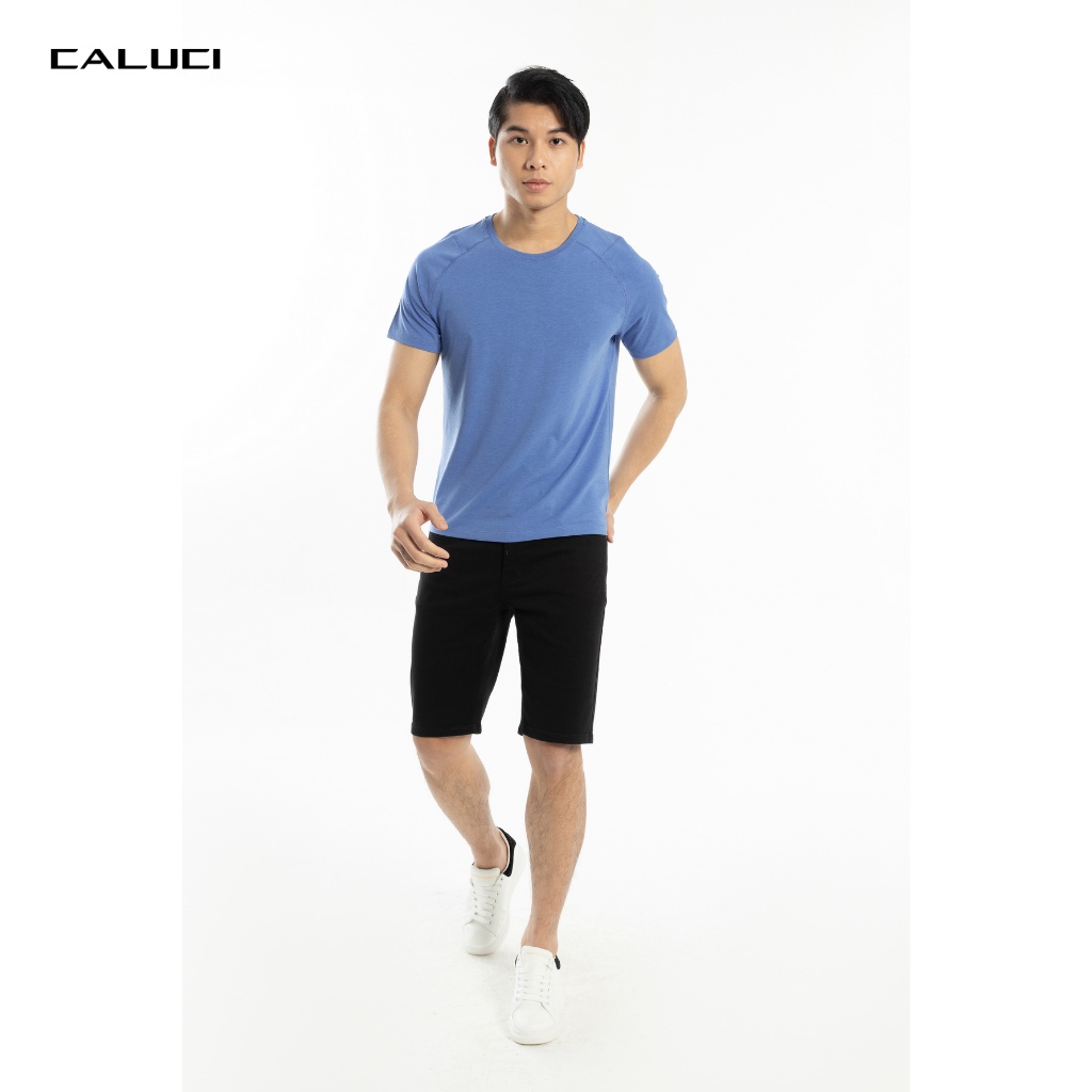 Áo thun nam CALUCI thiết kế dáng ôm vừa và tay raglan, chất liệu vải cotton mềm mại thấm hút mồ hôi, co giãn tốt MTS203S