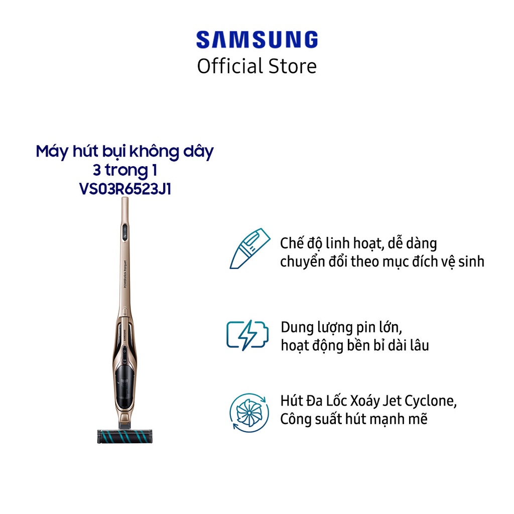 [Mã ELSAM5 giảm 10% đơn 500K] Máy hút bụi không dây 3 trong 1 Samsung VS03R6523J1 - Hàng chính hãng