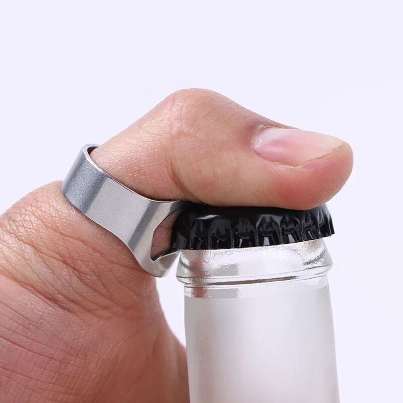 Nhẫn khui mở nắp chai bia unisex nam nữ cao cấp titan mạ kim loại