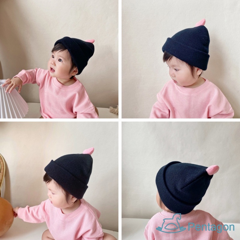 Mũ Beanie Đan Len Dễ Thương Thoải Mái Giữ Ấm Mùa Đông Có Thể Điều Chỉnh Cho Bé Trai / Gái 1-6 Tuổi