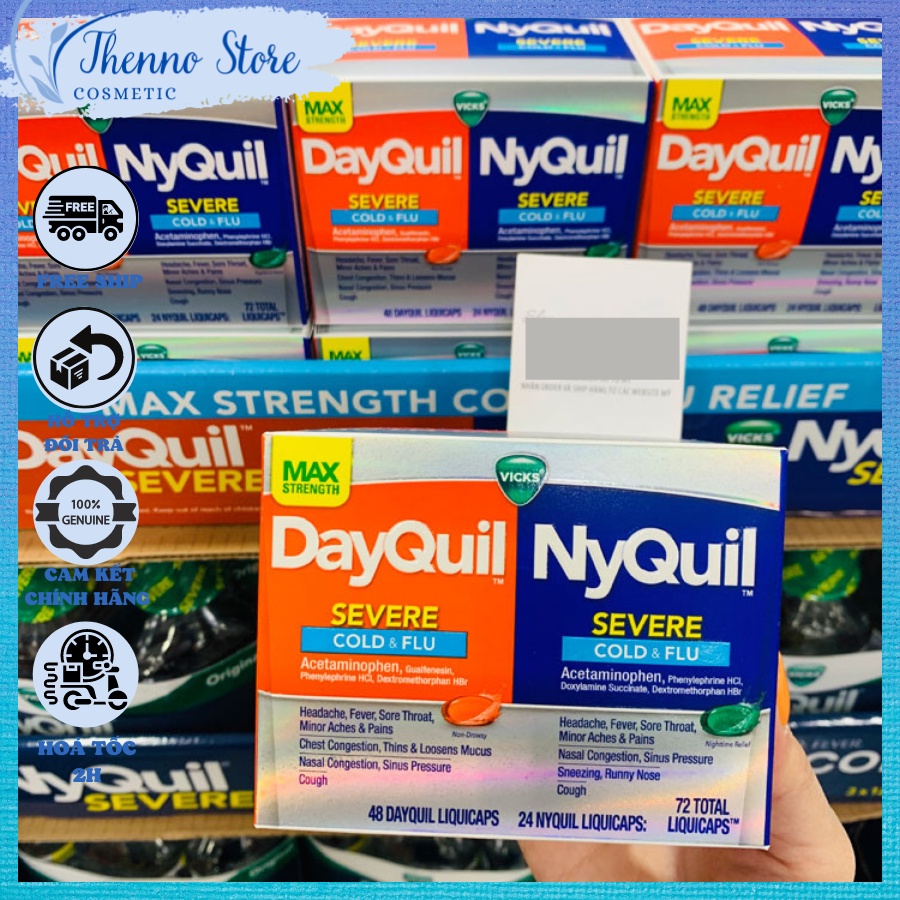 Viên Uống DayQuil và NyQuil severe Cold & Flu - Hàng Mỹ