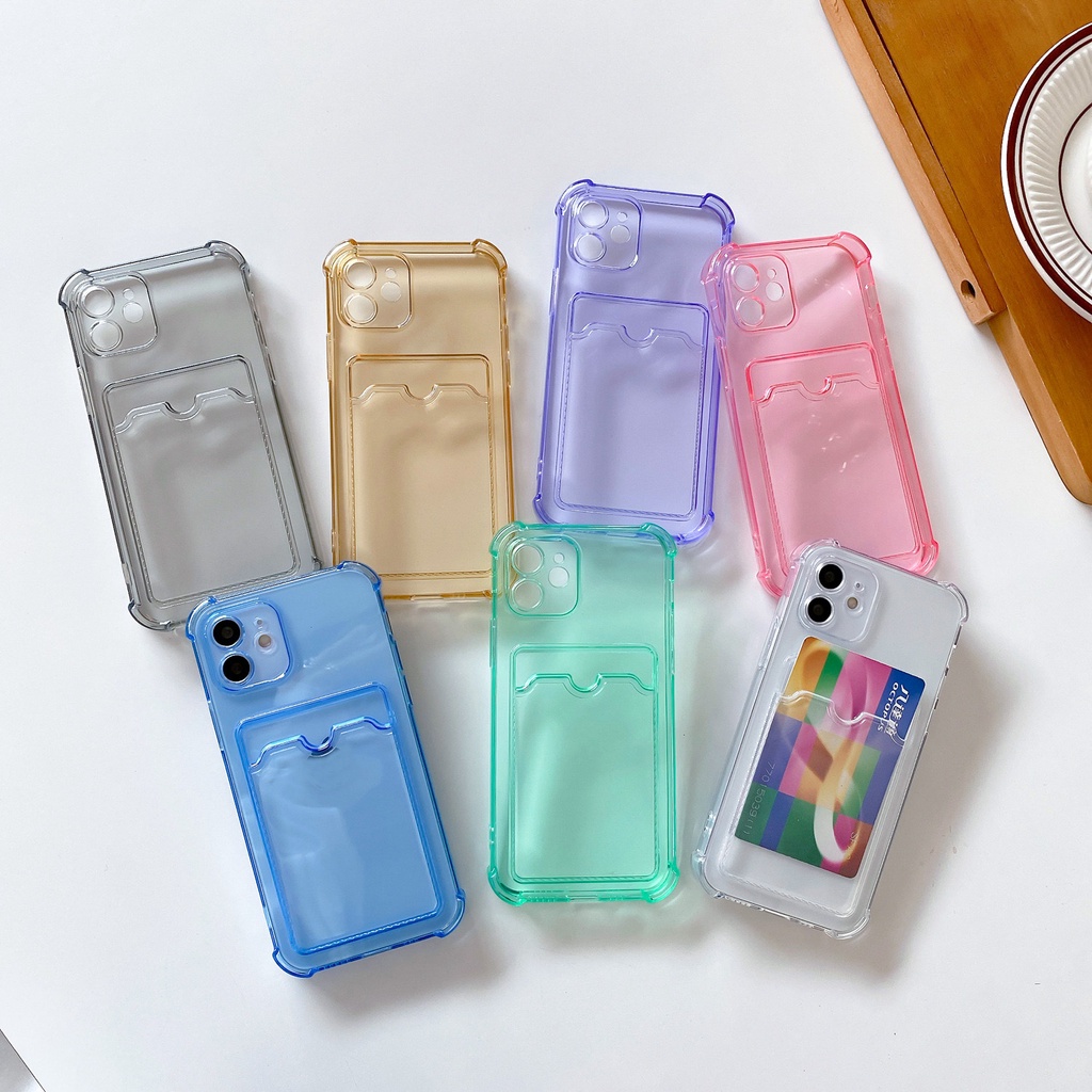 Ốp Điện Thoại TPU Mềm Mỏng Trong Suốt Chống Sốc Có Ngăn Đựng Thẻ Cho iPhone 13 Pro Max 12 Mini