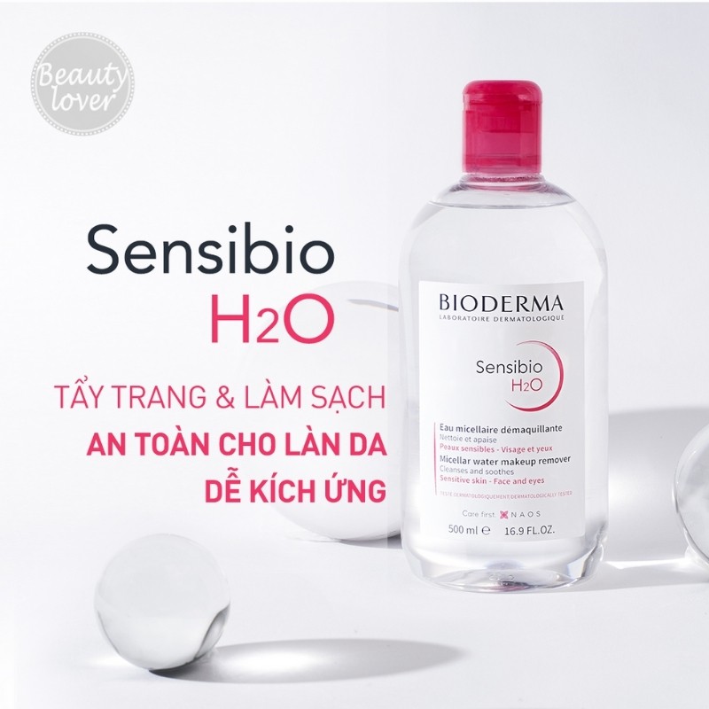 Nước tẩy trang Bioderma Sensibio H2O 500ml –Beauty Lover Tẩy Trang Bioderma Xanh, Bioderma Hồng