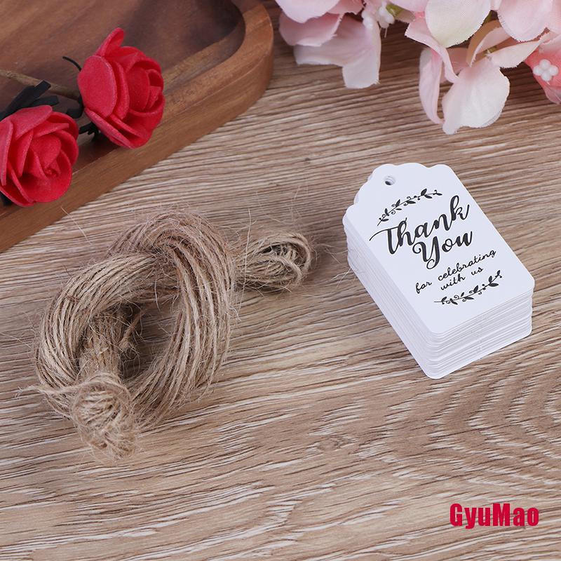 Set 100 Thẻ Giấy Kraft In Chữ Thank You Dùng Để Trang Trí Quà Tặng Tiệc Cưới