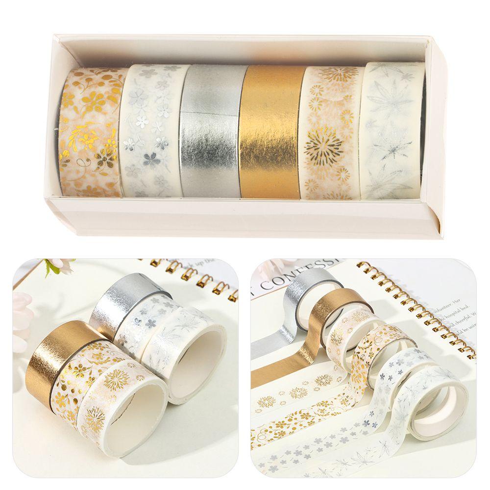 Set 6 Cuộn Băng Dính Washi Lá Vàng Trang Trí Đa Ứng Dụng