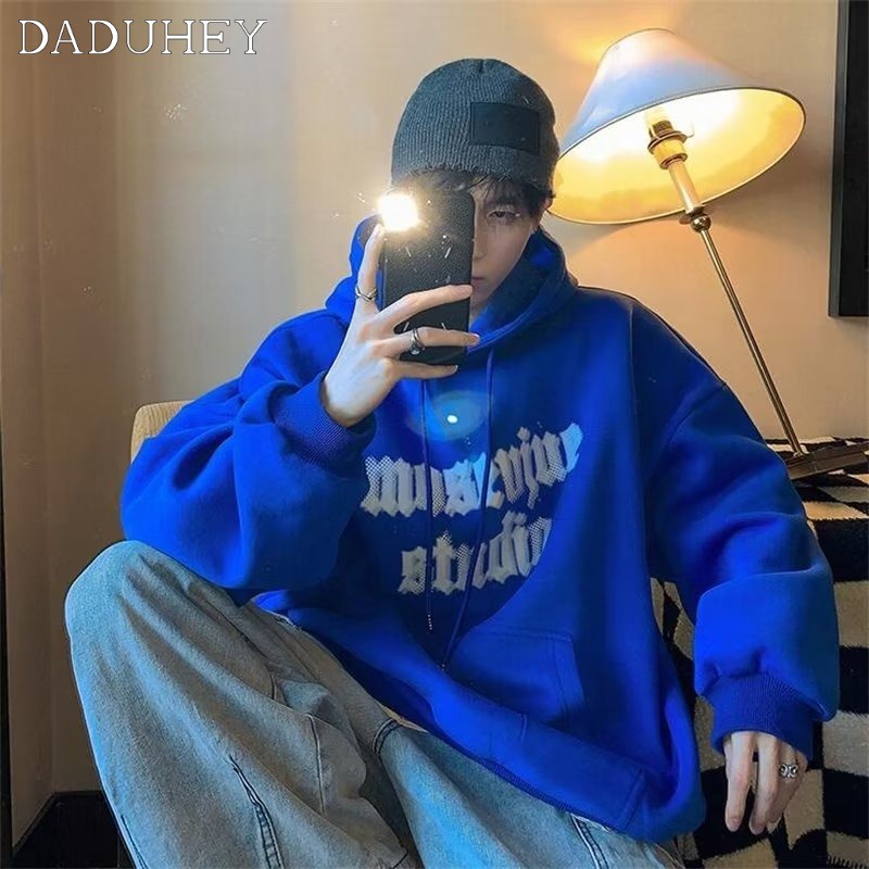 DaDuHey Men's American-Style Casual Three-Dimensional Embroidered Letters Slim Fit Fashion Tops