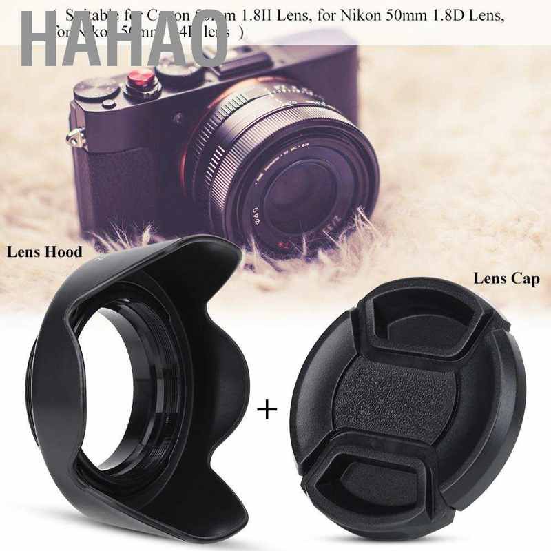 Hahao ES-62II DSLR Lens Hood for Canon 50mm f/1.8 II with Lenses Cap Protection