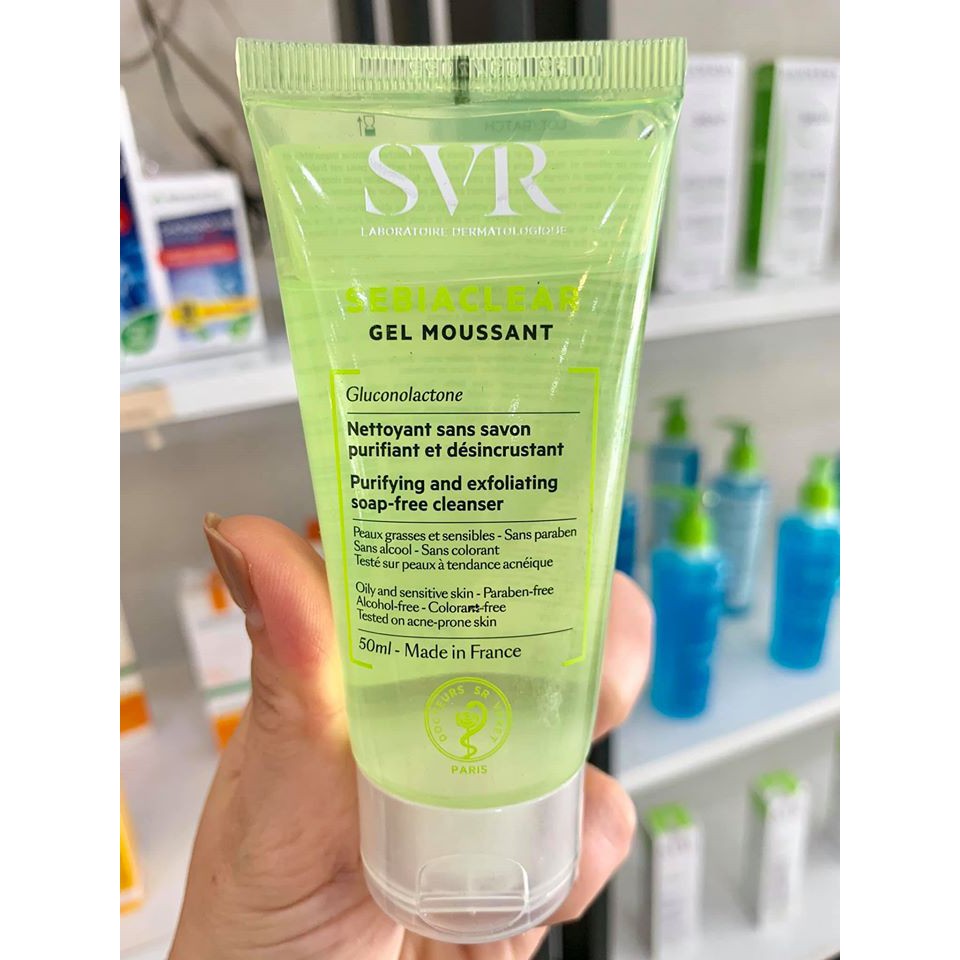 Gel Rửa Mặt Cho Da Nhờn Mụn SVR Sebiaclear Gel Moussant 55ml (Mẫu mới)