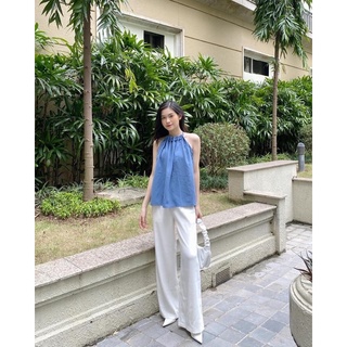 QUẦN LỤA SUÔNG ỐNG RỘNG VẢI LỤA SATIN LƯNG THUN