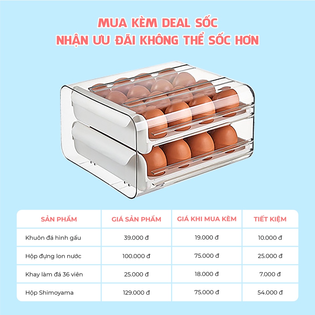 Hộp Đựng Trứng NEMI 2 Tầng 32 Ô Thiết Kế Dễ Dàng Xếp Trồng Trong Suốt Dễ Dàng Quan Sát Trứng Bên Trong