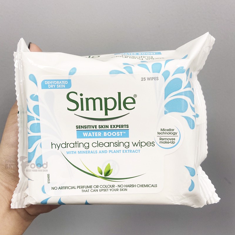 Khăn Ướt Tẩy Trang Làm Sạch Sâu Cho Da Nhạy Cảm Simple Kind To Skin Cleansing Facial Wipes (25 Tờ)