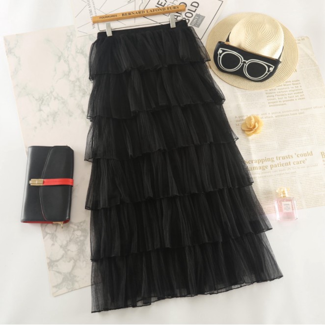 Chân Váy Ren Tua Rua Nhiều Tầng Kiểu Hàn Quốc - Chân Váy Dài 6 tầng - mã 0026 | BigBuy360 - bigbuy360.vn
