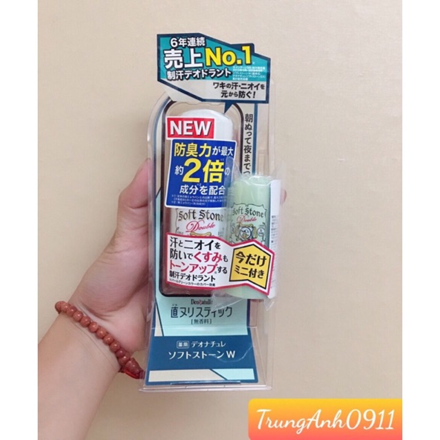 Lăn nách đá khoáng Soft Stone Nhật Bản mẫu mới 2020 có khuyến mại thanh mini xanh lá