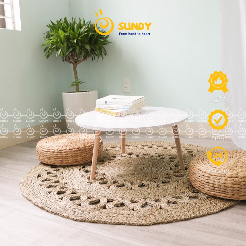 Thảm cói trải sàn, thảm trang trí nhà của SUNDY HC014 đơn giản, tinh tế, thân thiện môi trường