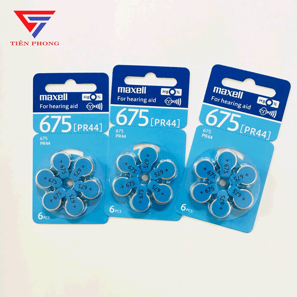 Pin Trợ Thính PR44 675 A675 Chính Hãng Maxell - Vỉ 6 viên