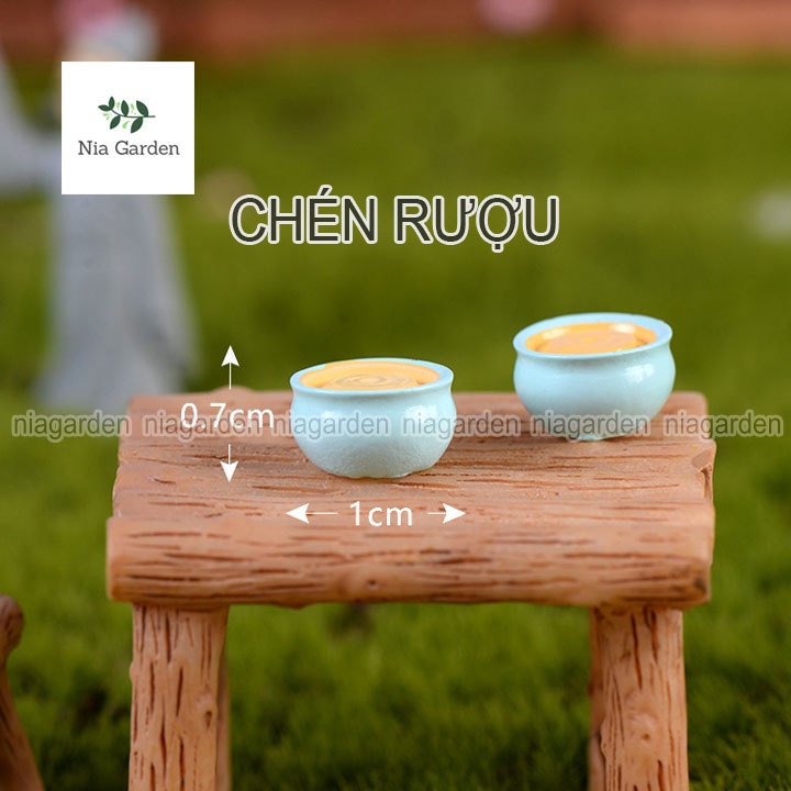 Tiểu cảnh bộ bàn ghế mini làm mô hình trang trí decor chậu cây vườn terrarium hồ cá Nia Garden N5