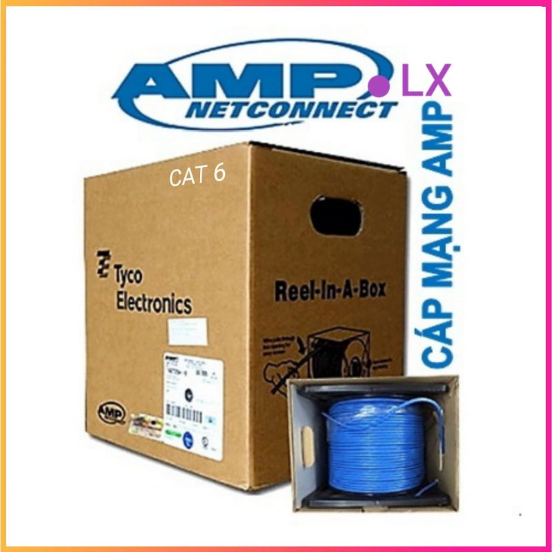 Cáp mạng LAN AMP.LX CAT6 STP chống nhiễu (vỏ nhựa PVC màu xanh) - Hàng chính hãng