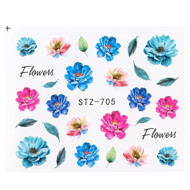 Sticker ngâm nước hoạ tiết hoa trang trí móng