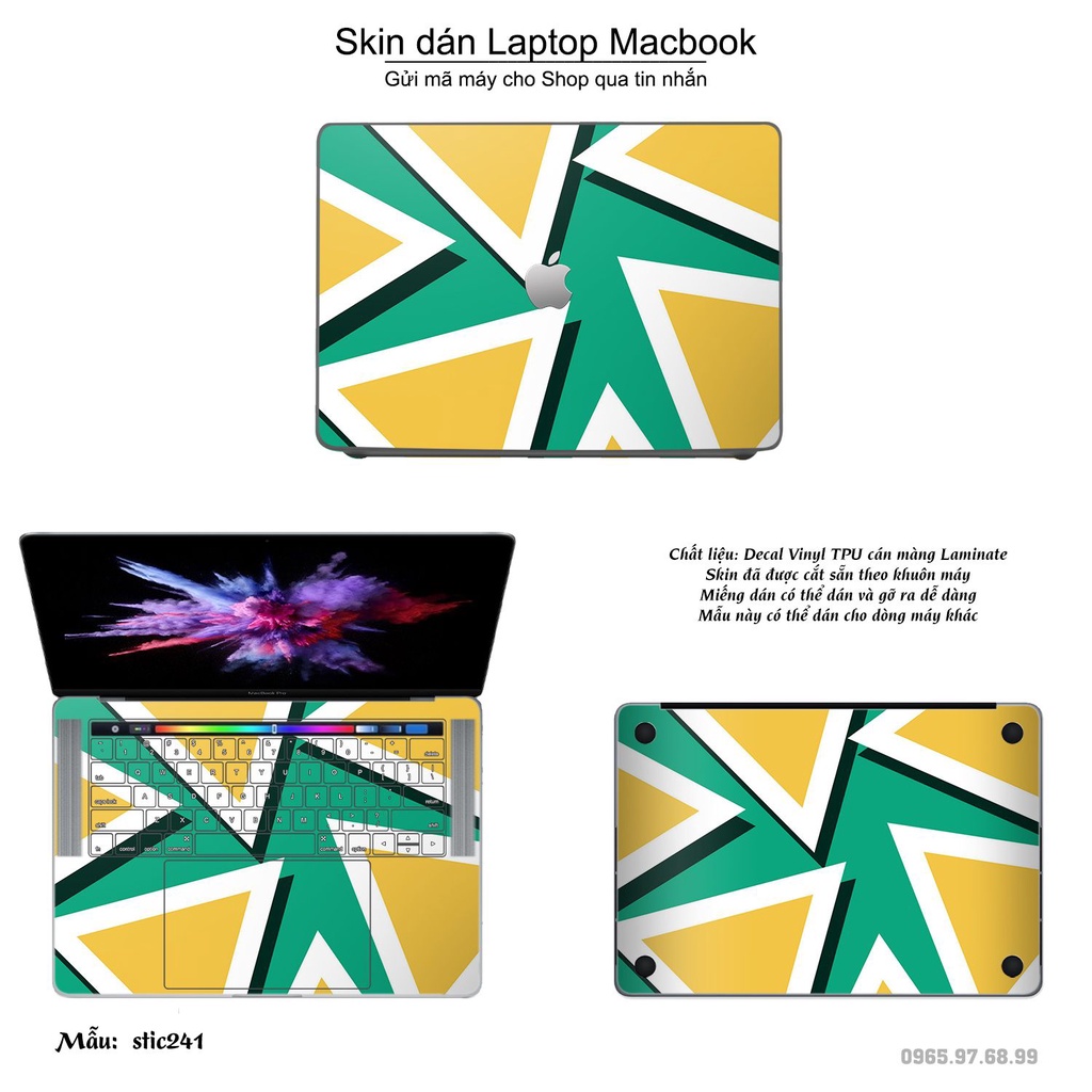 Skin dán Macbook mẫu Hoa văn sticker (đã cắt sẵn, inbox mã máy cho shop)