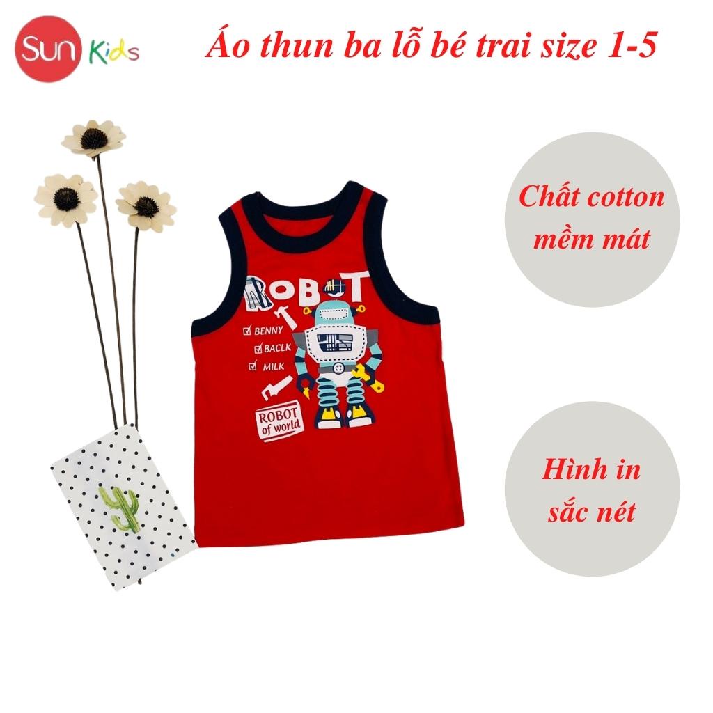 Áo thun bé trai, áo ba lỗ bé trai chất cotton, nhiều màu, Size 1 - 5 tuổi - SUNKIDS