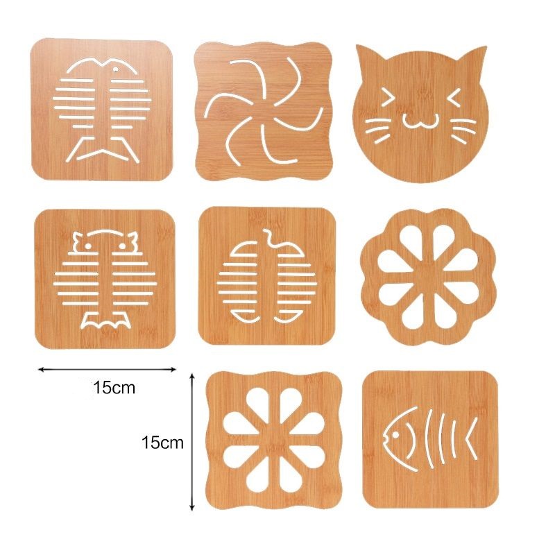 Miếng Lót Nồi Cách Nhiệt Gỗ Ép, Tấm Lót Nồi Bằng Gỗ Tre Đa Năng Hình Ngộ Nghĩnh
