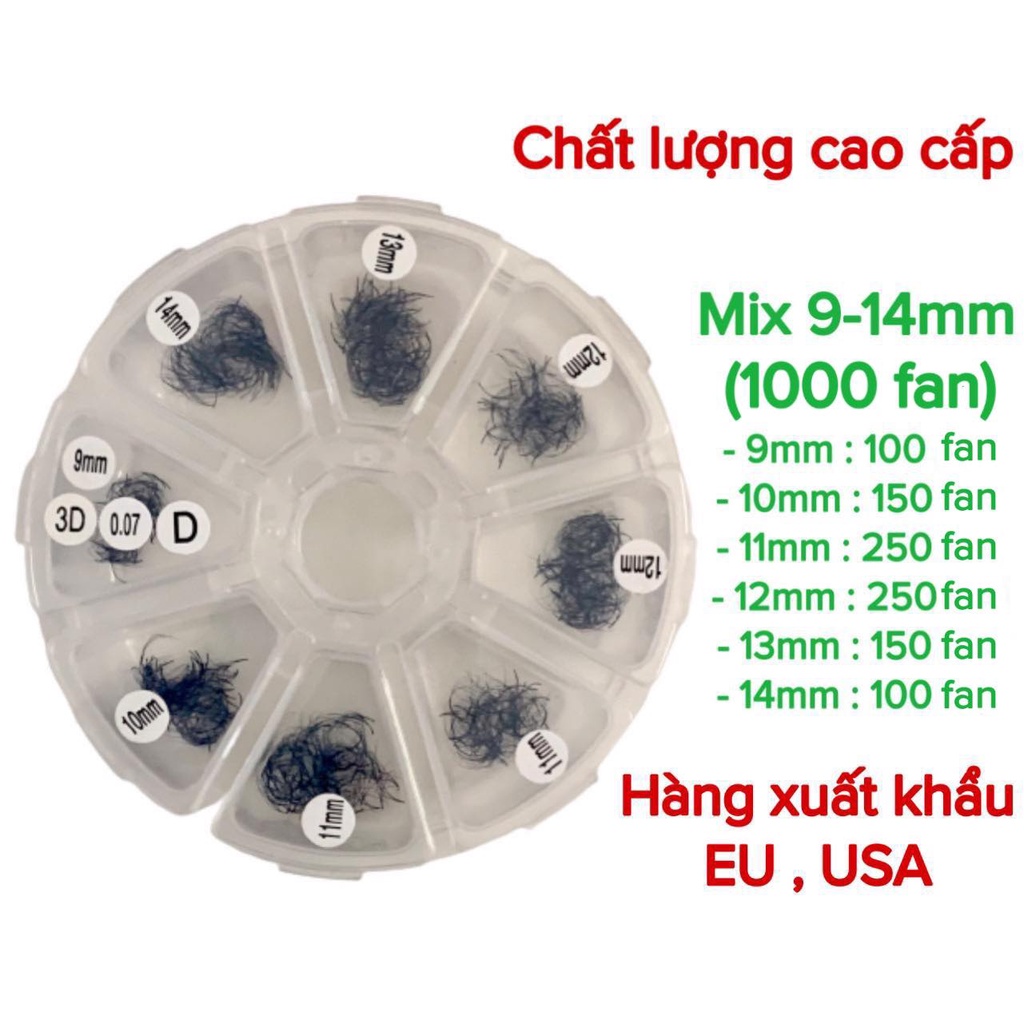 Mi fan 3D mix các loại, 1 hộp 500 fan hoặc 1000 fan