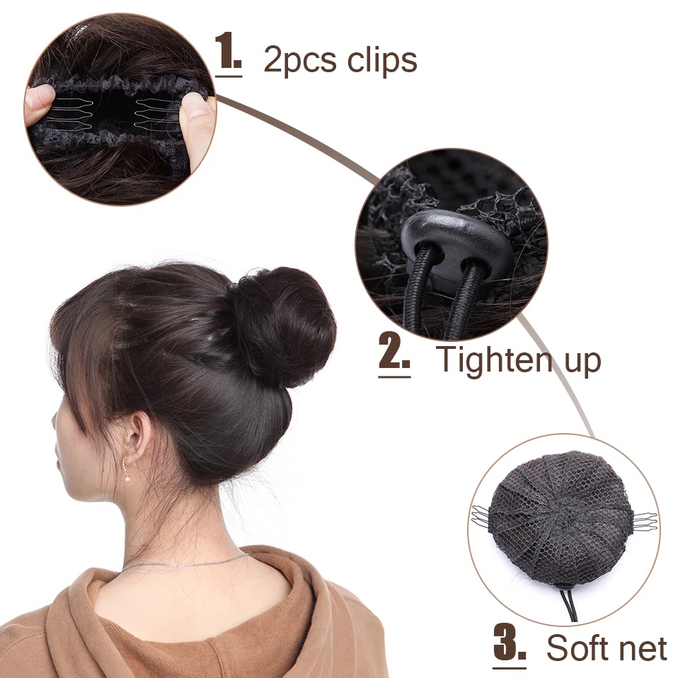 Búi Tóc Giả Hình Bánh Donut Bằng Sợi Tổng Hợp Dành Cho Nữ