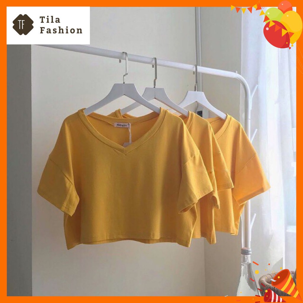 Áo Thun Nữ ❤️FREESHIP❤️ Áo Croptop Trơn cổ tim | BigBuy360 - bigbuy360.vn