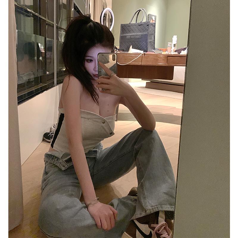 Mới Quần Jean Lưng Cao Ống Rộng Xẻ Tà Phong Cách Retro Cá Tính | BigBuy360 - bigbuy360.vn