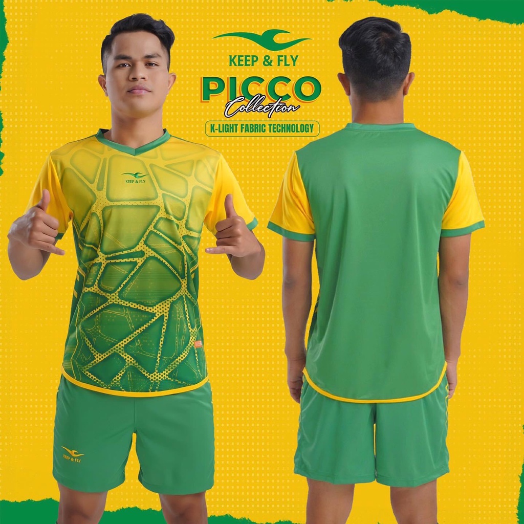 Quần áo bóng đá nam, đồ đá banh, áo đá bóng, áo KeepFly PICCO Xanh Vàng - Chất vải cao cấp, bền, thoáng