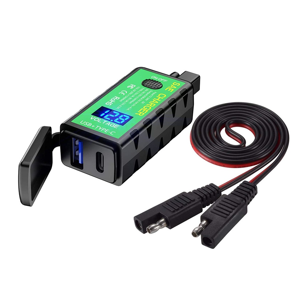 Dây Cáp Sạc Nhanh Usb C 18w Pd Qc3.0 Chống Thấm Nước Có Công Tắc On / Off Cho Điện Thoại Gắn Xe Máy