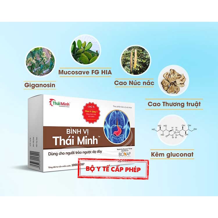 [Chính Hãng , Mua 6 Tặng 1] Bình Vị Thái Minh Hộp 20 viên , Hỗ trợ giảm acid dịch vị và các biểu hiện của bệnh dạ dày.