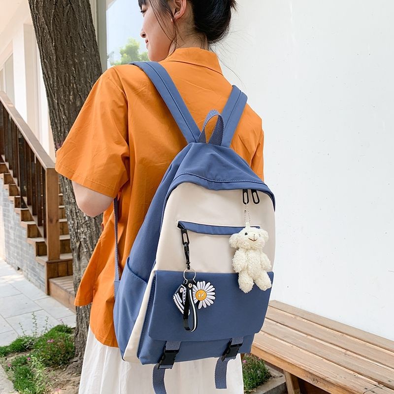 nhập quảng châu  Balo thời trang chống thấm nước hoa cúc siêu xinh cho bạn nữ kèm móc gấu