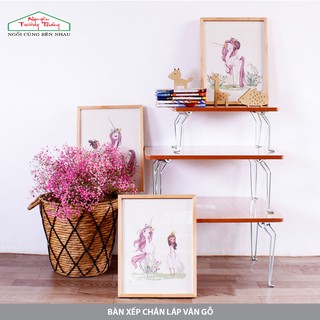 Bàn vân gỗ xếp gọn 4 chân sắt| Bàn xếp sinh viên ngồi đất vân gỗ | NGUYỄN TRƯỜNG THẮNG Folding Table