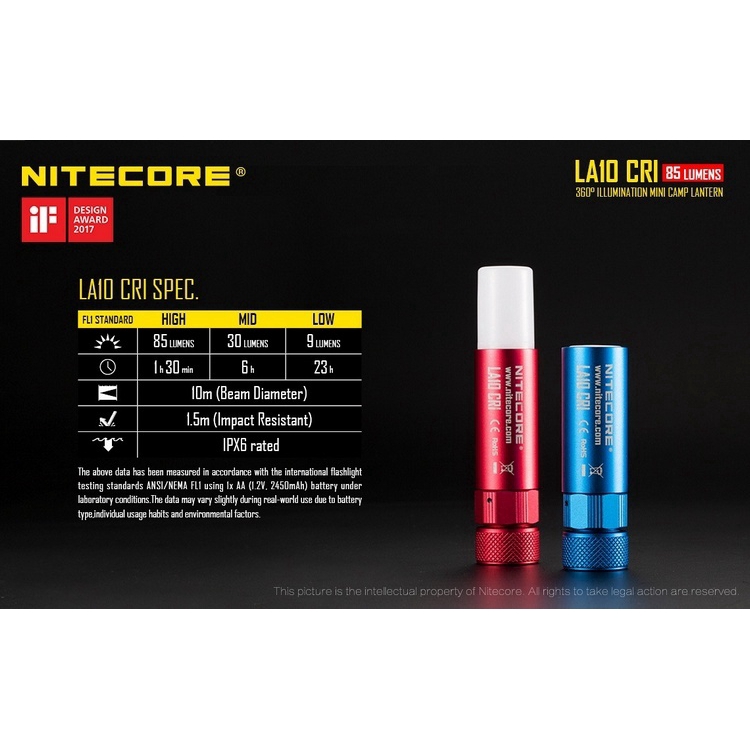 Đèn LED Nitecore LA10 CRI Mini 85 Lumen Siêu Sáng