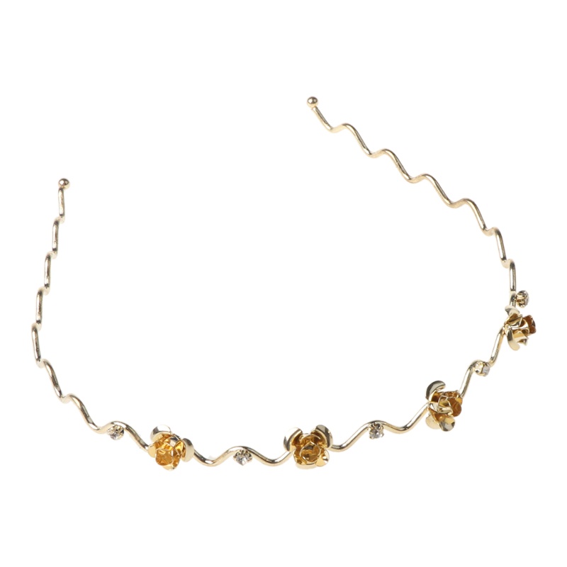 Băng Đô Cài Tóc Hai Lớp Bằng Kim Loại Đính Đá Hình Hoa &amp; Bướm Cho Nữ