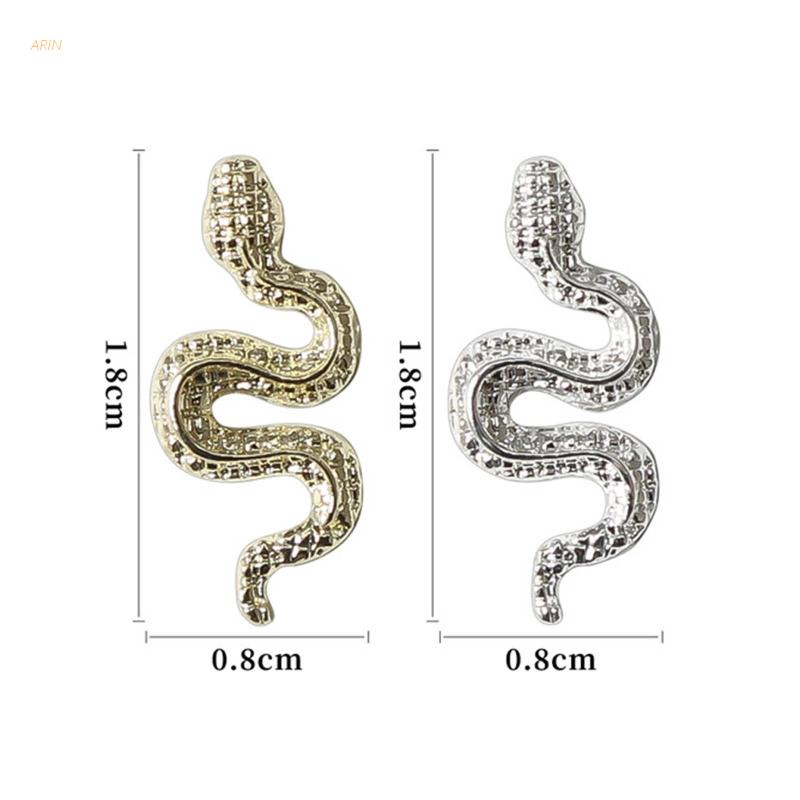 Phụ Kiện Kim Loại Hình Rắn 3D Đính Móng Tay Nghệ Thuật