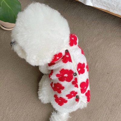 Áo khoác bông họa tiết hoa dành cho thú cưng