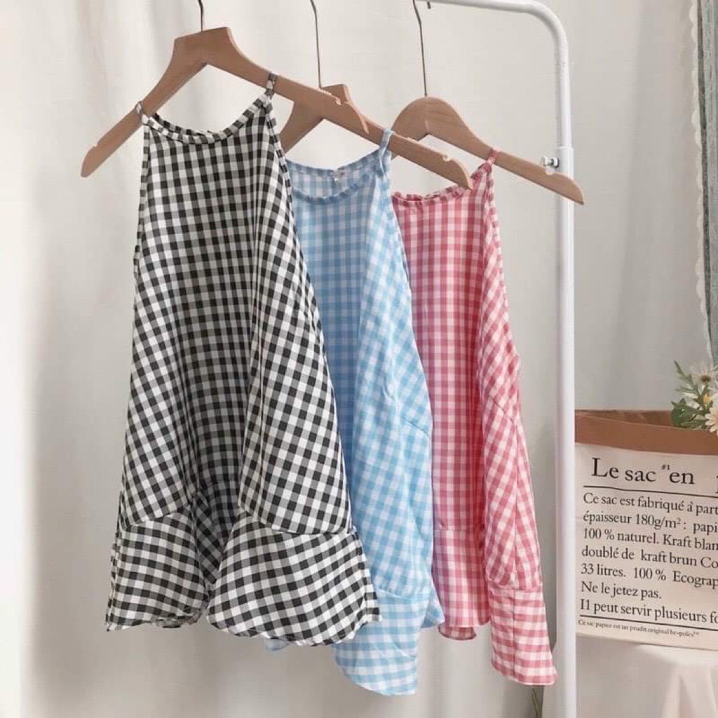 Áo Yếm Caro Đuôi Cá Cực Xinh - Ảnh Thật - Titto Closet