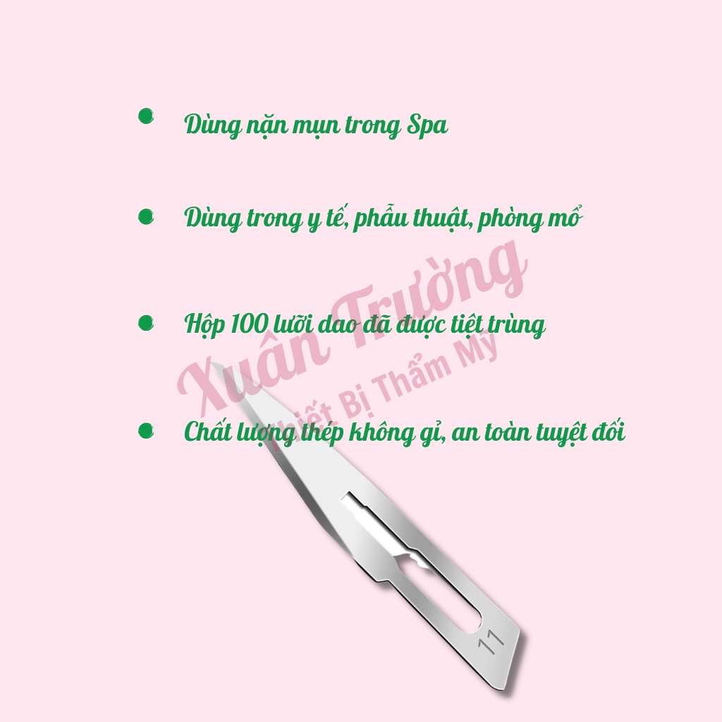 Dao 11 dùng trong nặn mụn, tiểu phẫu