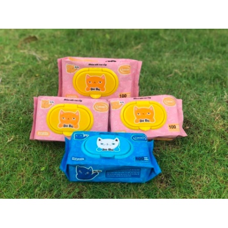 Khăn ướt/Giấy ướt không mùi Bobo (1 bịch 100 tờ rút)