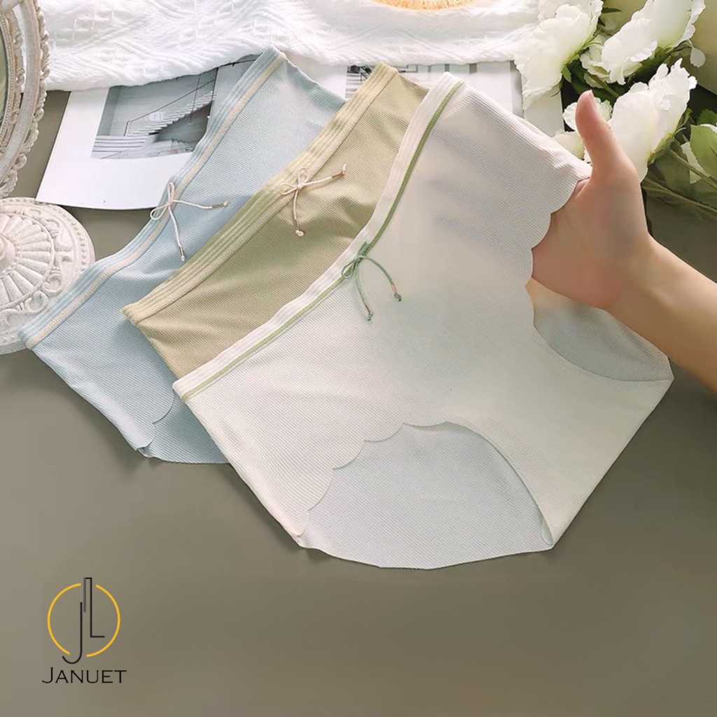 Quần Lót Nữ Cotton Gân Không Lộ Viền Phong Cách Tiểu Thư Siêu Thoáng Mát CHJA04