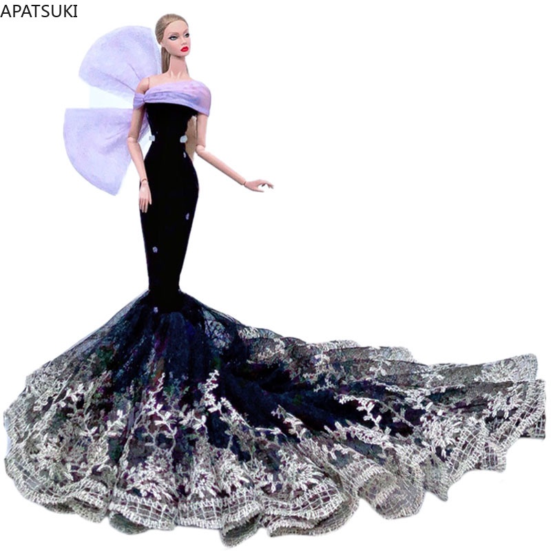 Đầm Đuôi Cá Màu Tím Đen Cho Búp Bê Barbie Tỉ Lệ 1:6