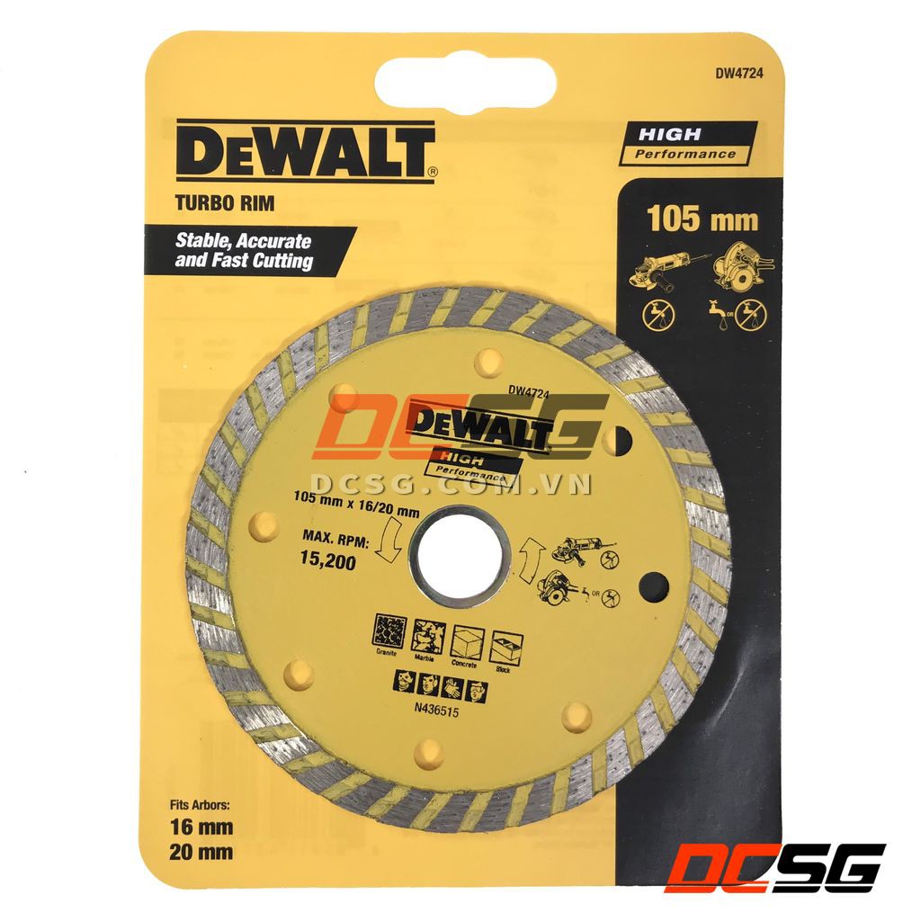 Đĩa cắt kim cương dạng dợn sóng TURBO RIM 105x16/20mm DEWALT DW4724-B1