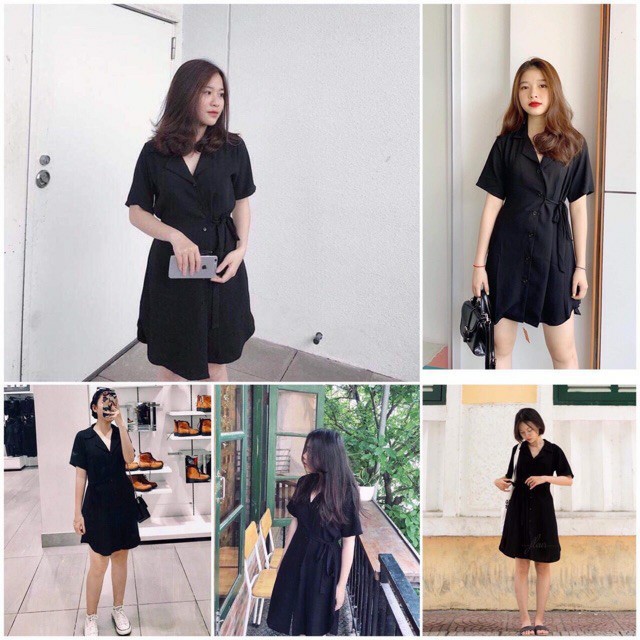 Đầm đen Hebe Dress cổ trụ ngắn tay - Freesize - Pink moon store | BigBuy360 - bigbuy360.vn