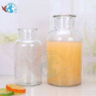 Ly thủy tinh uống sinh tố loại lớn 1 lít tặng kèm nút gỗ